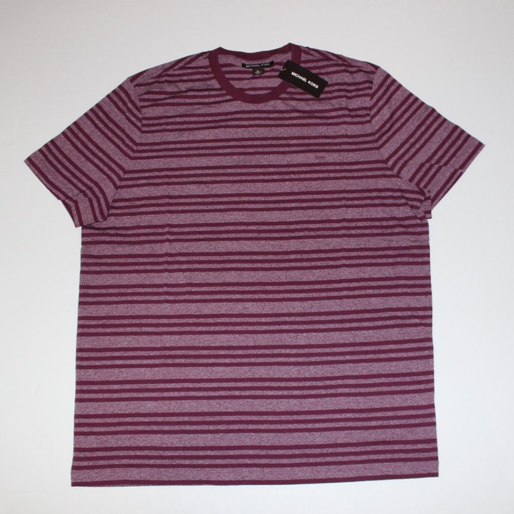 MICHAEL KORS DEEP WINE STRIPE T-SHIRT X-LARGE